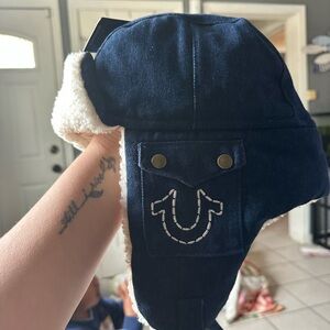 True Religion Denim Faux-Sherpa Trapper Hat